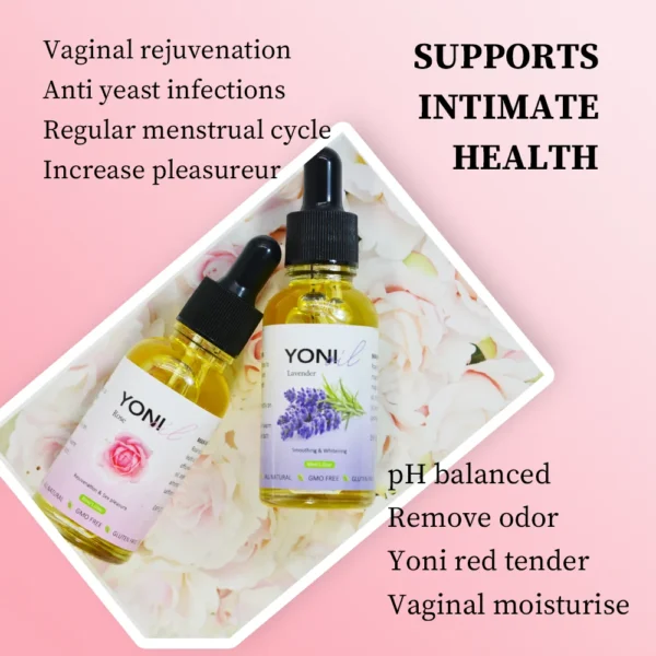 Organic Rose Yoni Essential Oil Vaginal PH Balanced Regular Menstrual Cycle Natural Feminine Care Product No Dyes 30ml/Bottle 3