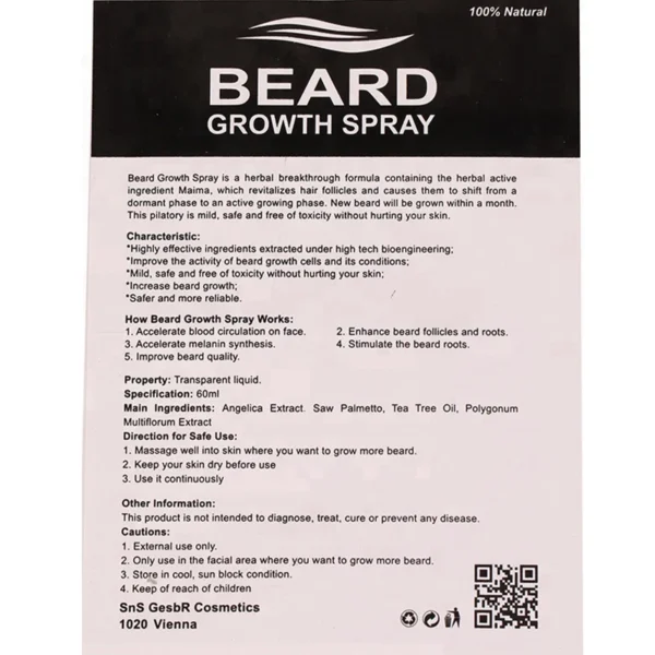 100% Natural Men Growth Beard Spray or Organic Beard Oil Spray Beard Growth Oil For Growth Men Beard Grow Products 3