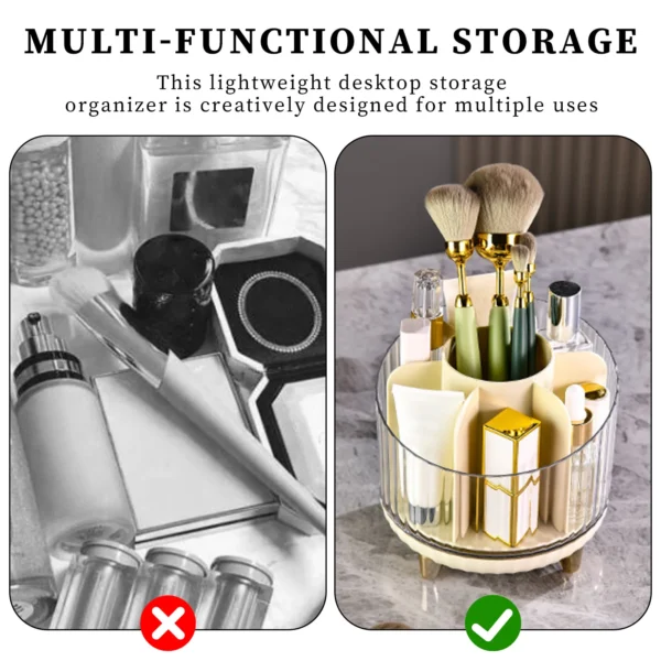 Round Makeup Brush Storage Box Multifunctional Makeup Bathroom Skin Care Products Rack 7 Separate Compartments for Office School 4